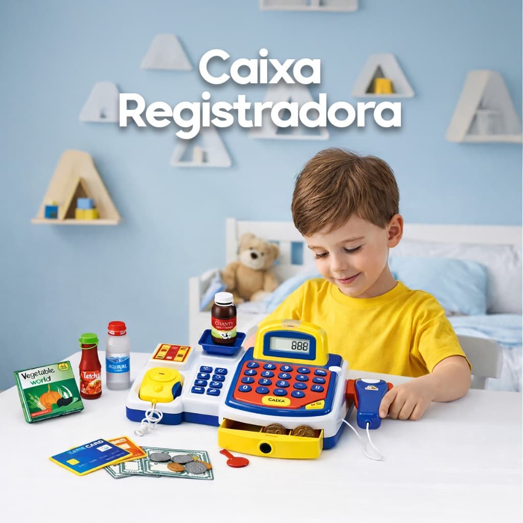 Caixa Registradora De Brinquedo Com Som Luz Mini Mercadinho Infantil