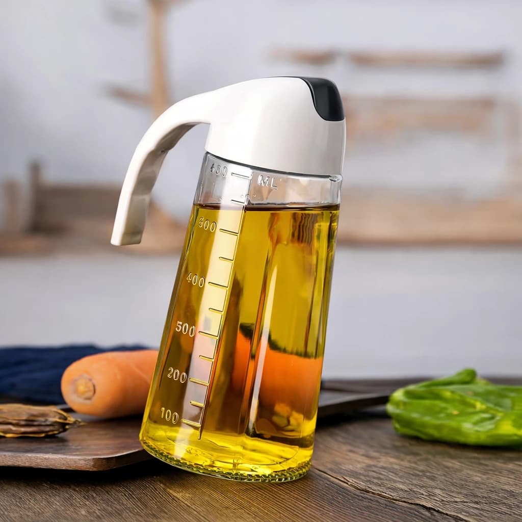 Dispenser Azeite Óleo 630ml Vidro Bico Dosador Tampa Vedação Controle Porção Cozinha