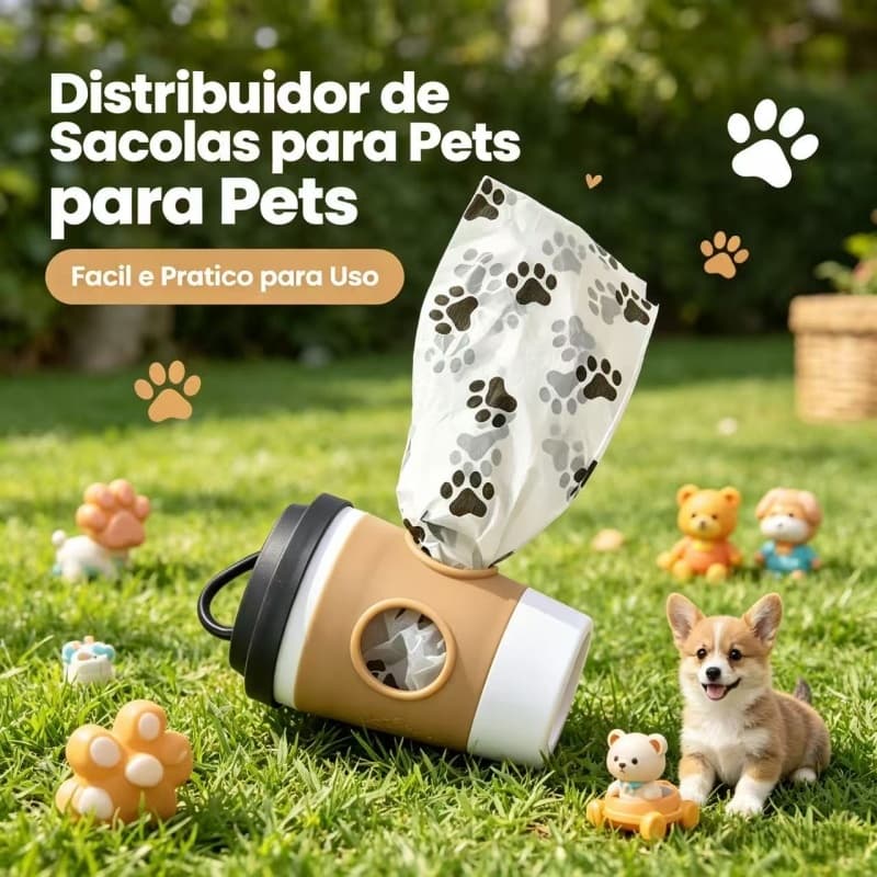 Sacos para dejetos de animais de estimação e dispensadores portáteis para esses itens ideais para passeios