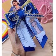 Laço Personalizado Infantil com Nome e Nossa senhora/ Laço Exclusivo | Laço Customizado Menina