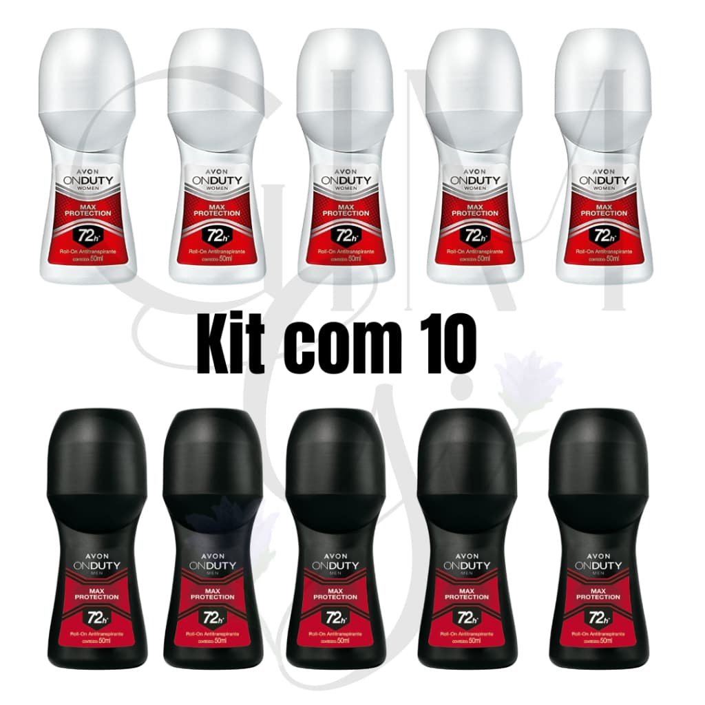 Kit com 10 Desodorante Roll-on On Duty Max Protection  -  Women Feminino e Masculino Men Avon