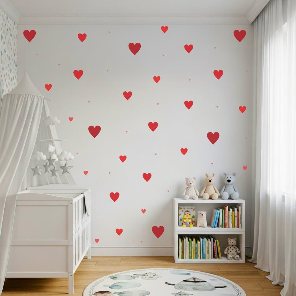 Adesivos de Corações Delicados para Quarto Infantil – Em Vinil