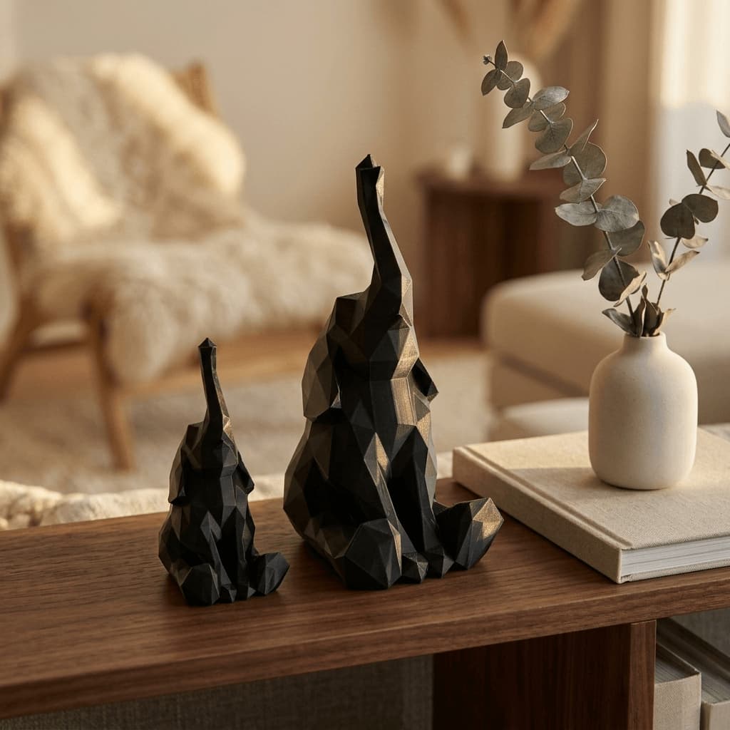 Kit Esculturas elefantes decorativos modernos, design geométrico elegante de interiores sofisticada