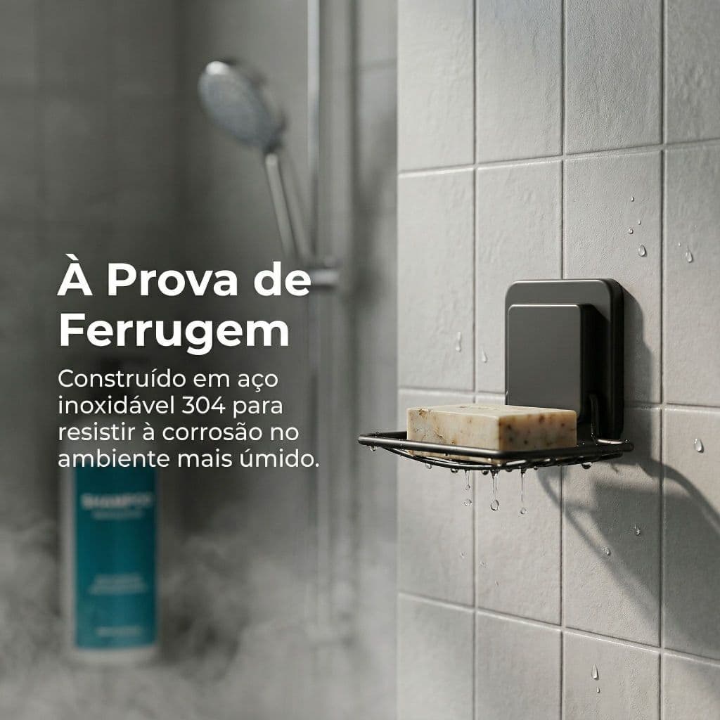 Prateleira Banheiro Adesiva Aço Inox - Suporte Sabonete Antiferrugem - Super Forte Sem Furado - Para Locadores