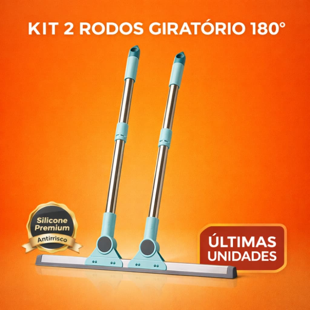 🔥 Kit 2 Rodos Giratório 180°Tender Trove Silicone Premium Cabo 1,22m Multiuso Piso Vidro Box Tapete