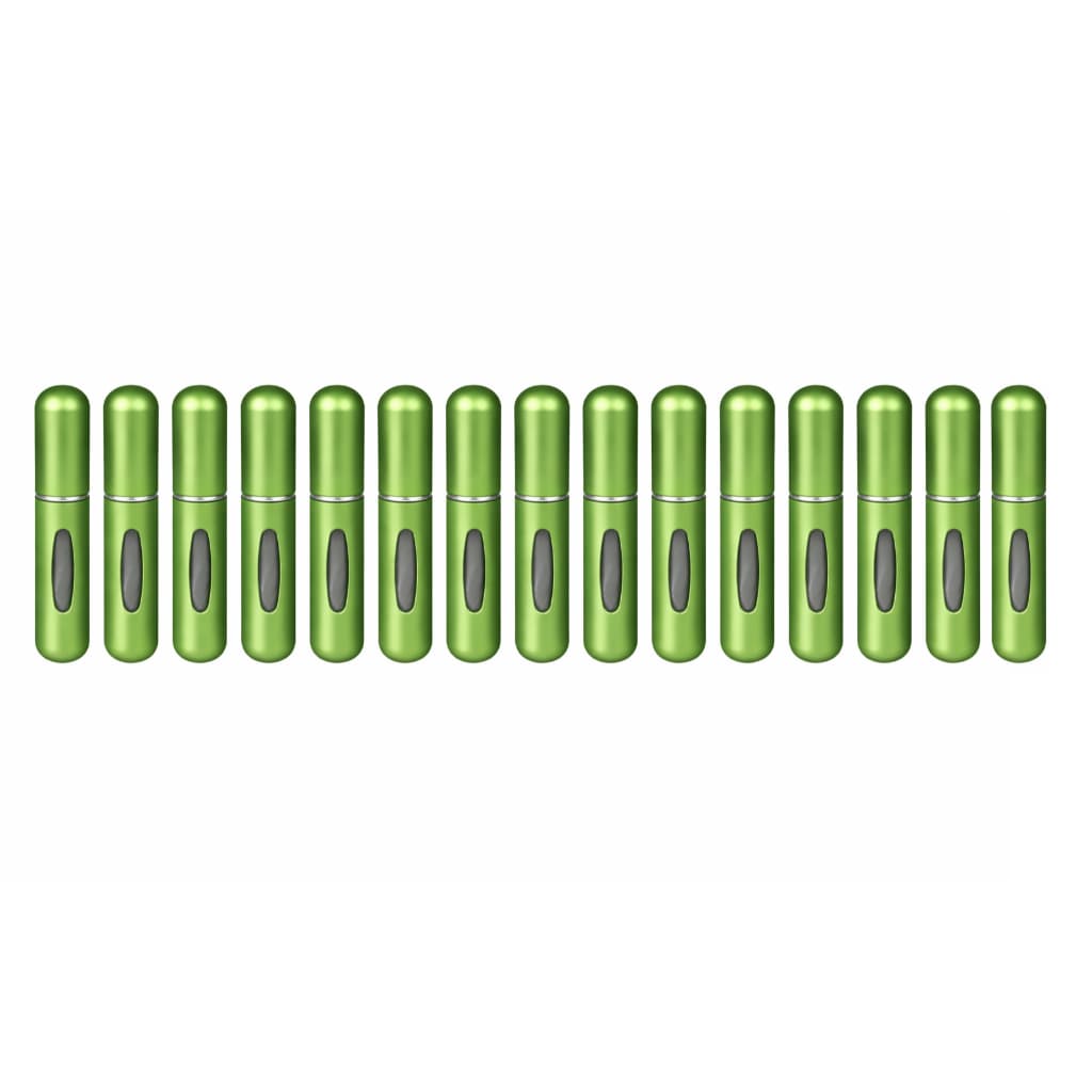 Kit 15 Porta Perfume Recarregável Verde Atomizador Frasco Portátil 5ml