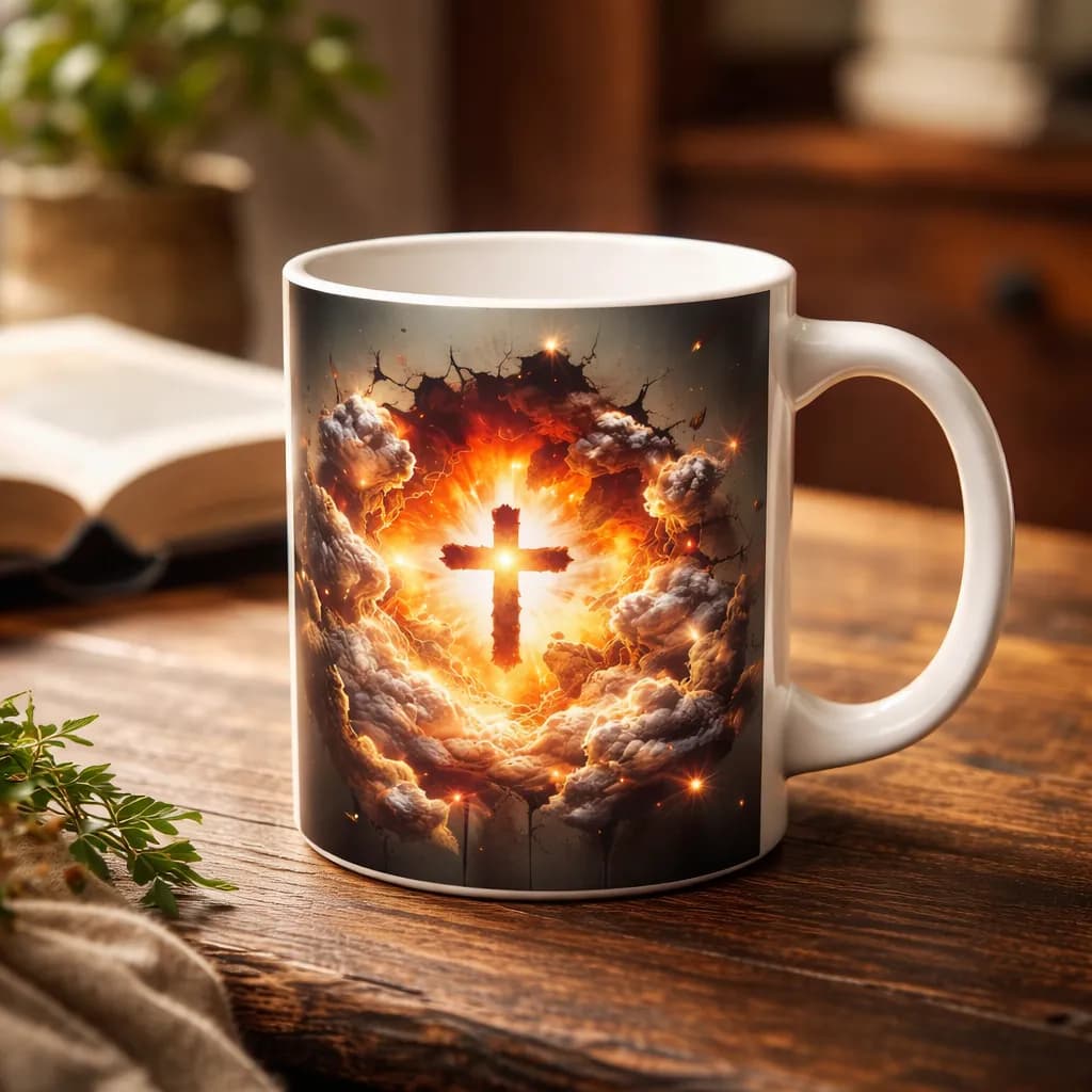 Caneca cristã porcelana  3d alta qualidade ideal para café da manhã com fé