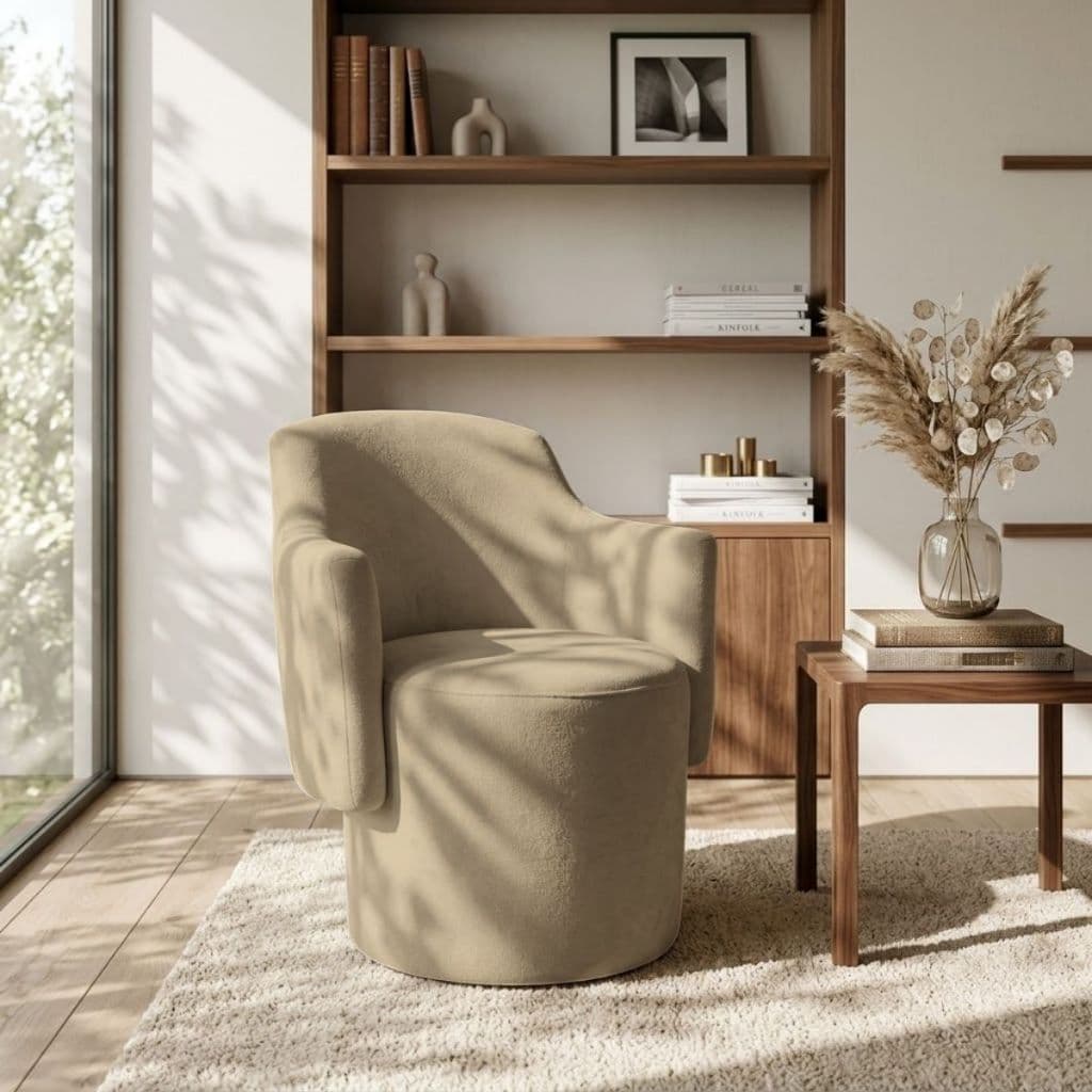 Poltrona Organica Moderna Estofada Redonda Minimalista Escritório