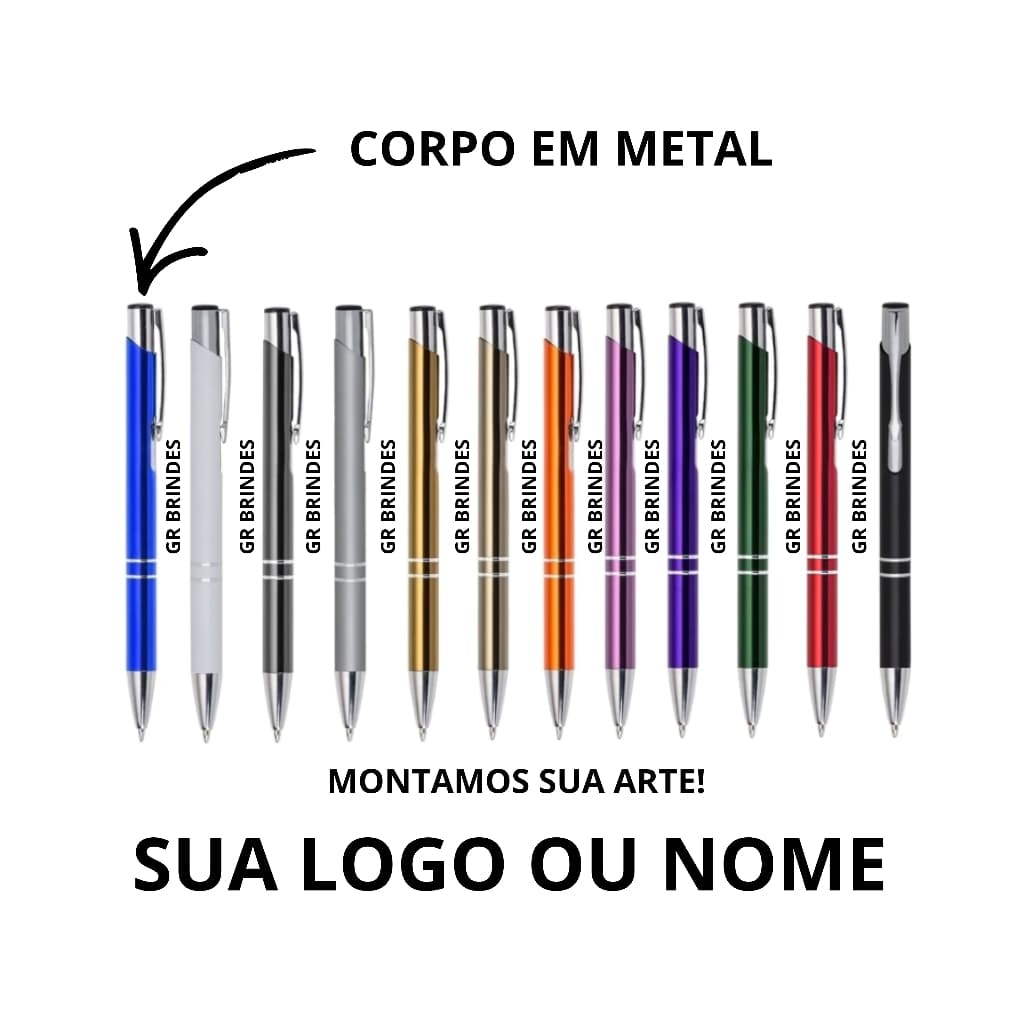 Kit 100 Canetas Metal Personalizadas a laser com sua logo ou nome