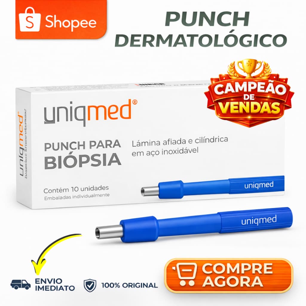 Punch Dermatológico Estéril p/ biopsia E Microdermal Piercings - Uniqmed - Todos Tamanhos - CX C/10