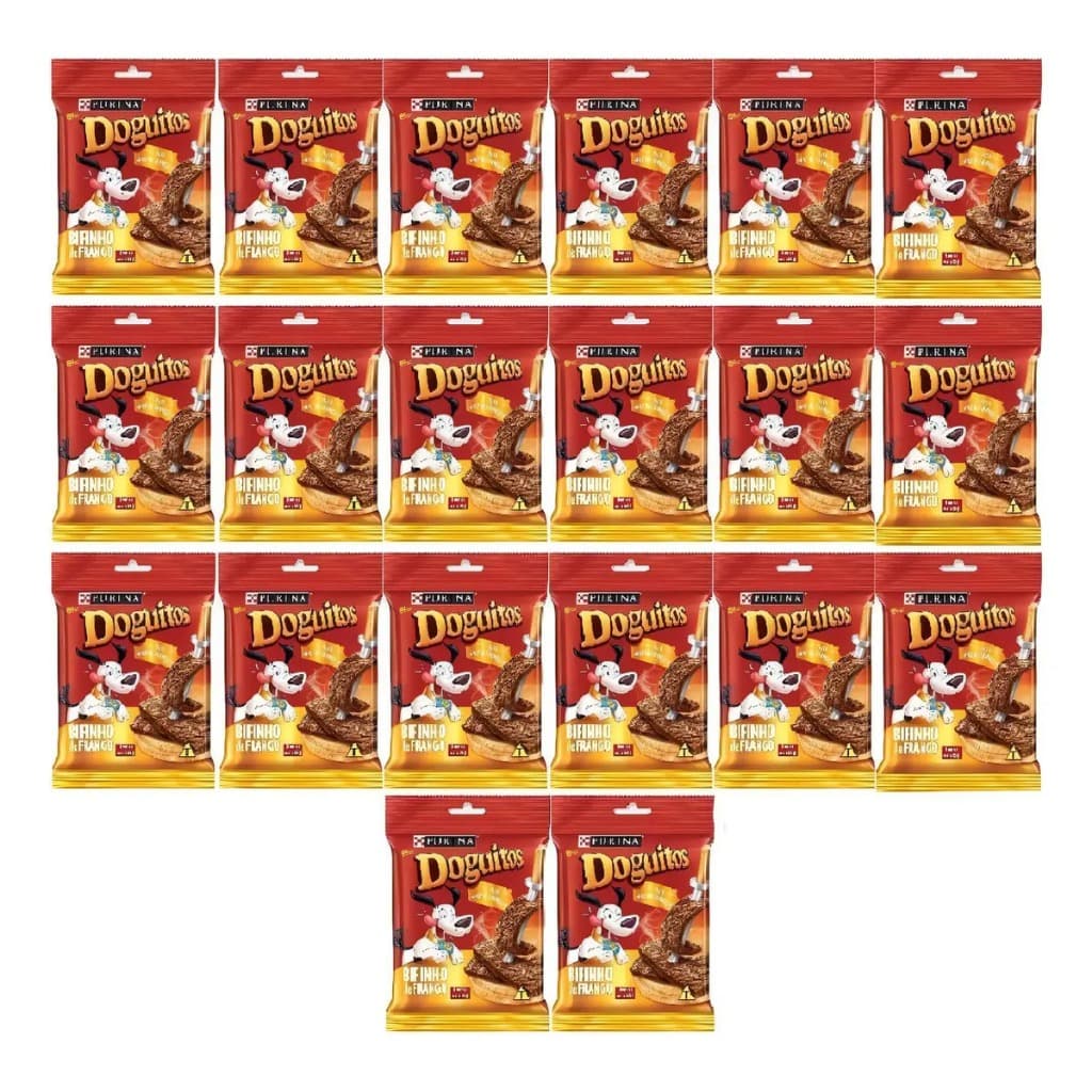 Caixa com 20 Doguitos Bifinho de Frango 65g Petisco para Cães Purina