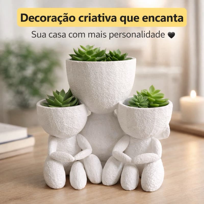 Cachepô Boneco Decorativo Vaso Suculentas Kit 3 Decoração Moderna Criativa Presente