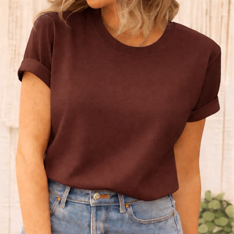 Camiseta Feminina Básica Lisa Algodão Premium Casual Confortável Diversas Cores