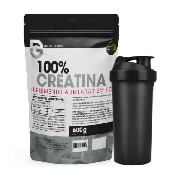 Kit Creatina 100% Pura 600g + Coqueteleira 600ml - DG Labs