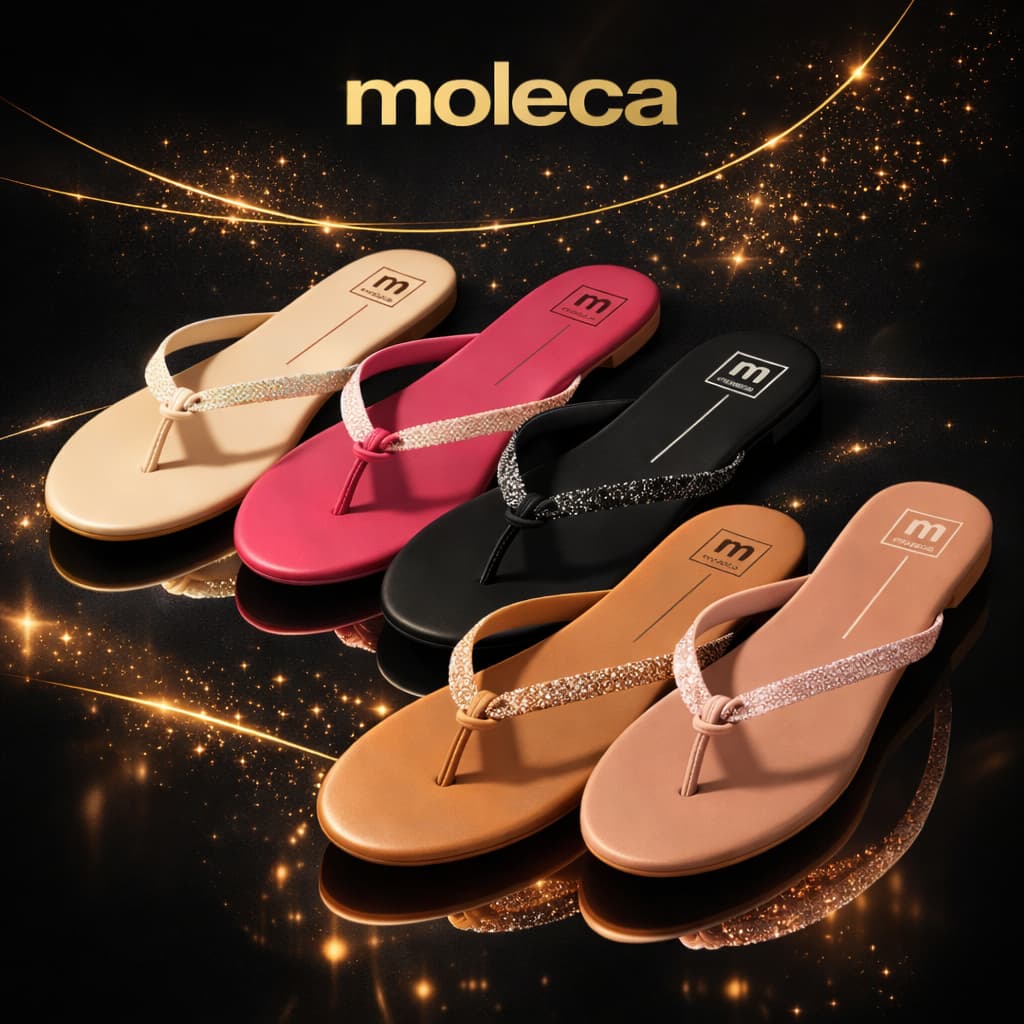 Chinelo Feminino Moleca Sandália Salto Baixo Rasteirinha Tiras Finas Confortáveis Leve Moda Original