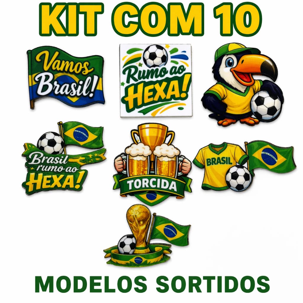Kit 10 Apliques Copa Brasil Rumo Ao Hexa Grandes Sortidos Para Costurar Patch Personalizar Roupa