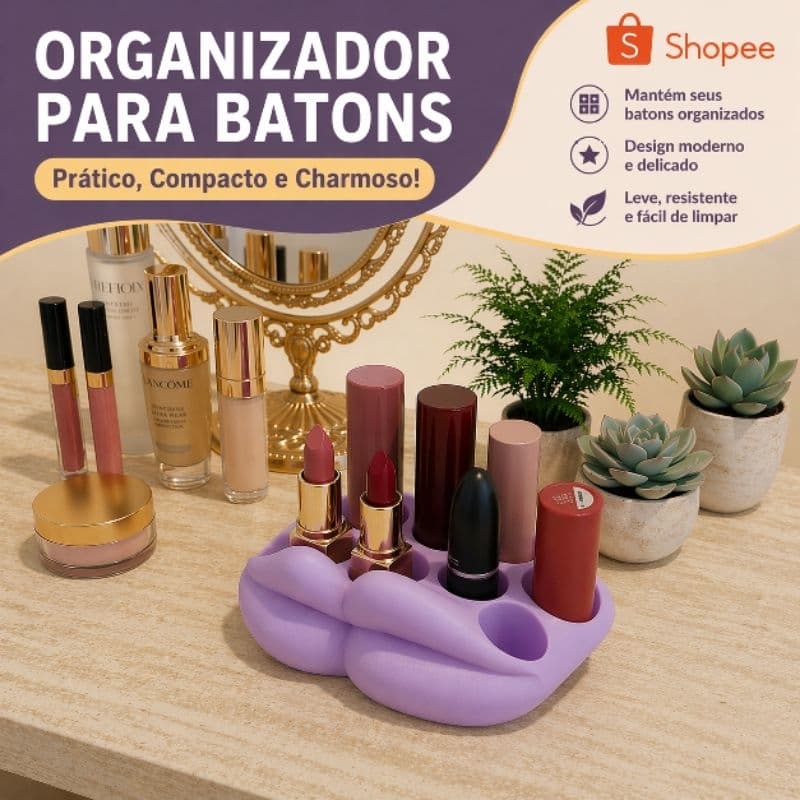 Organizador de Batons Boka-Loka, Porta Batom Moderno para Penteadeira Maquiagem Compacto e Decorativo
