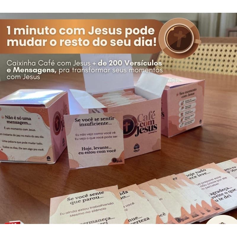 Caixinha Café com Jesus com +200 mensagens 💖