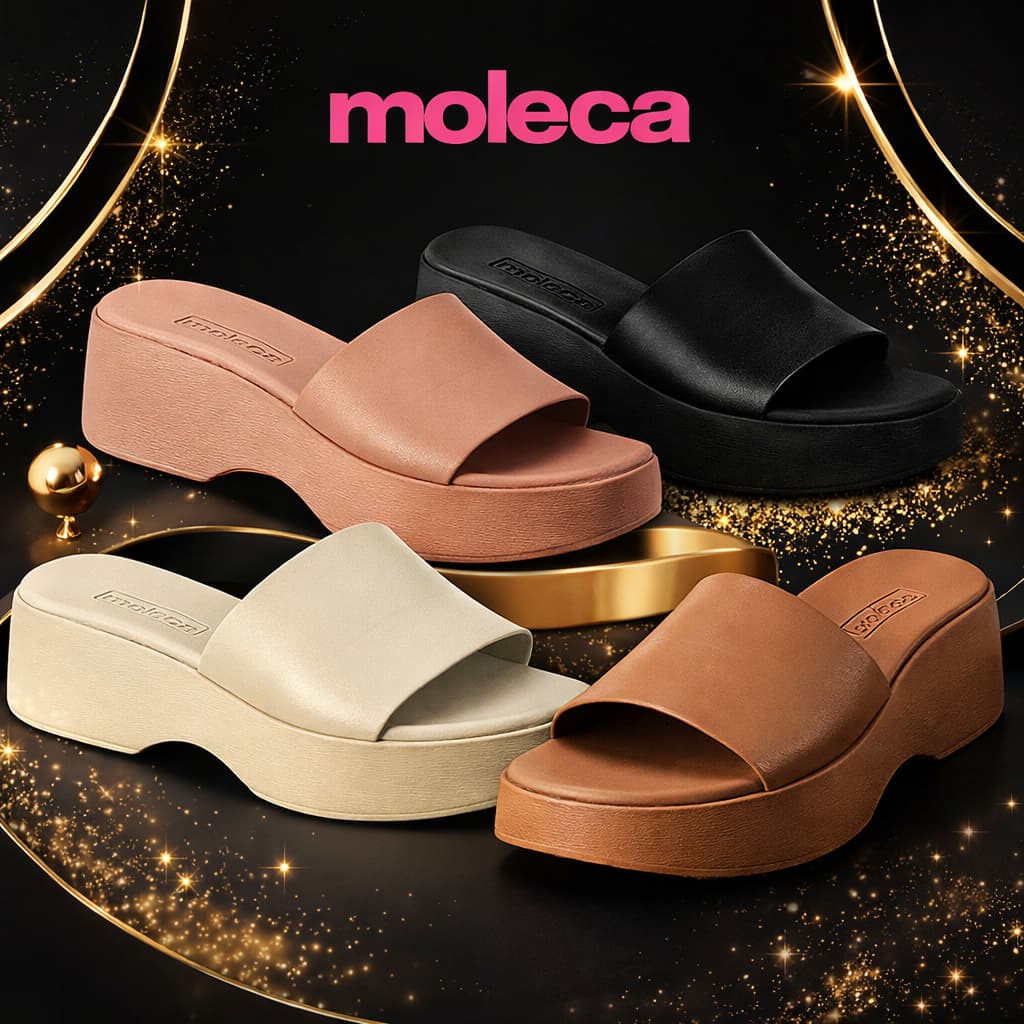 Sandália Moleca Tamanco Slide Feminino Flatform Plataforma Macio Salto Grosso Anabela Original