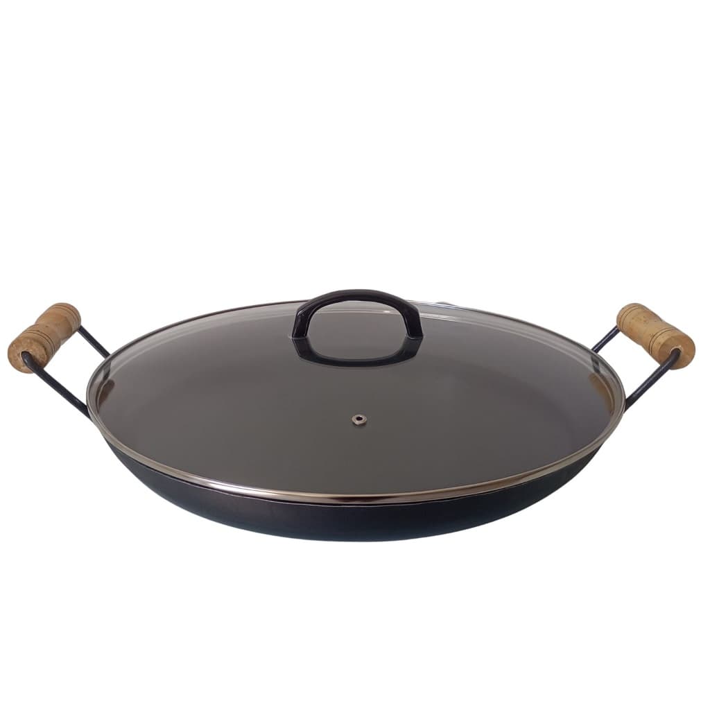 Chapa De Arado Ferro De 42 Cm De Diâmetro Com Tampa de Vidro 5cm Altura