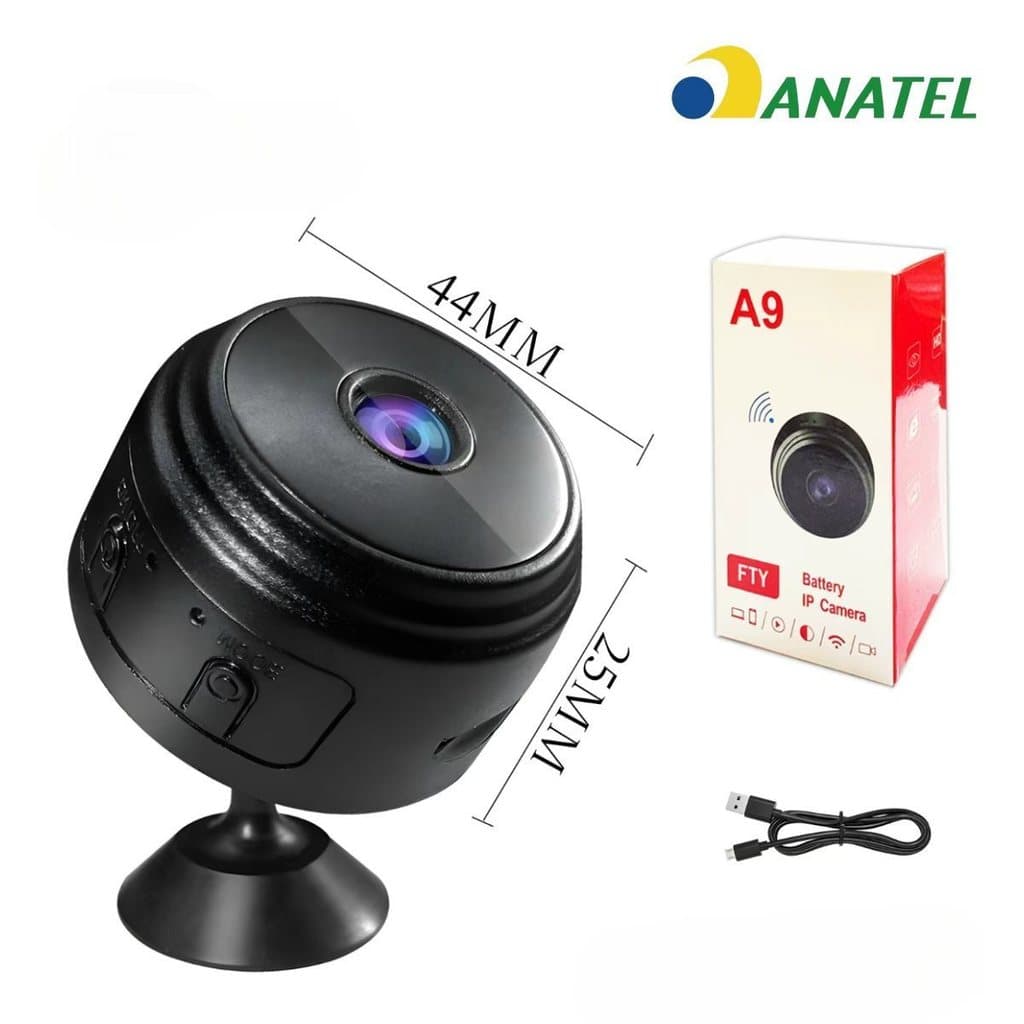 Câmera Mini HD com Sensor de Presença Wi-Fi Bivolt e Suporte para Encaixe