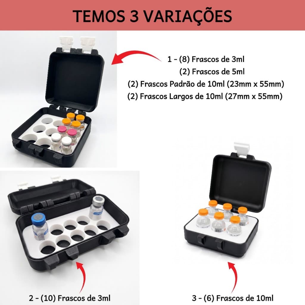 Estojo Protetor Organizador Para Ampolas de 3ml 5ml e 10ml Caixa Tirze Armazenamento Varios Modelos