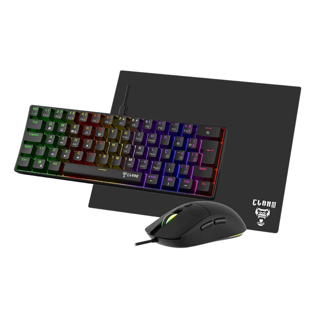 Combo Gamer Clanm Darkline Lite Com Teclado 60% E Mouse Rgb  + Mouse Pad
