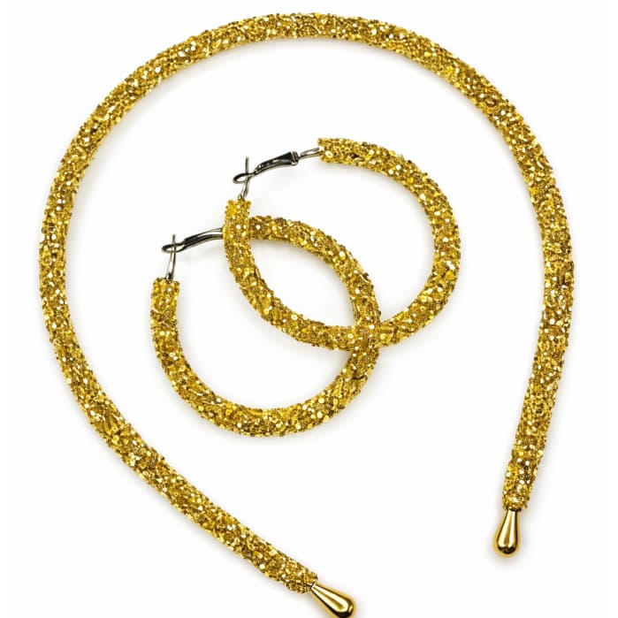 Tiara Tubo Glitter e 1 Brinco argola Glitter feminino delicado brilhante - acessórios femininos