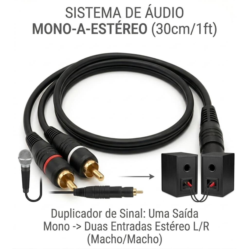 Cabo RCA Y Blindado 1 Fêmea 2 Machos Som Automotivo Premium