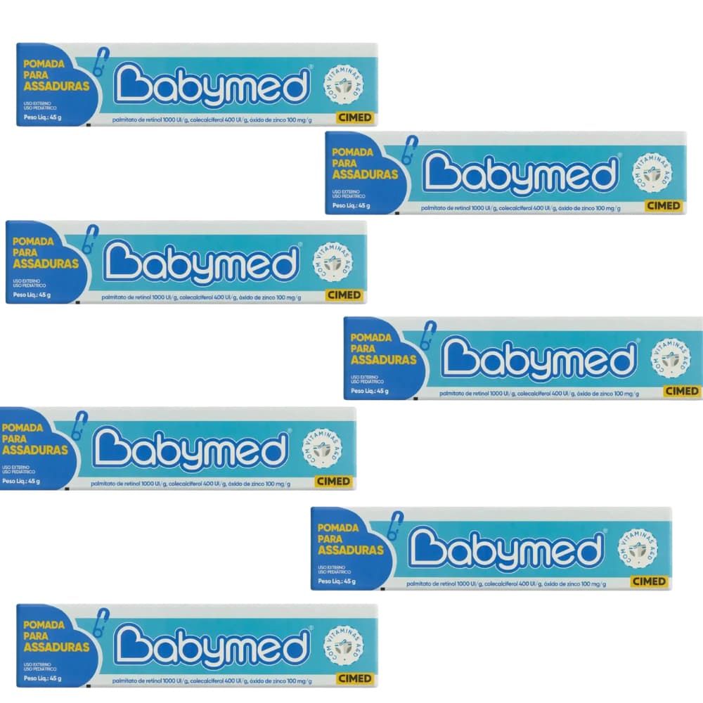 Kit com 7 Pomadas Para Prevenção De Assaduras Babymed Azul 45g