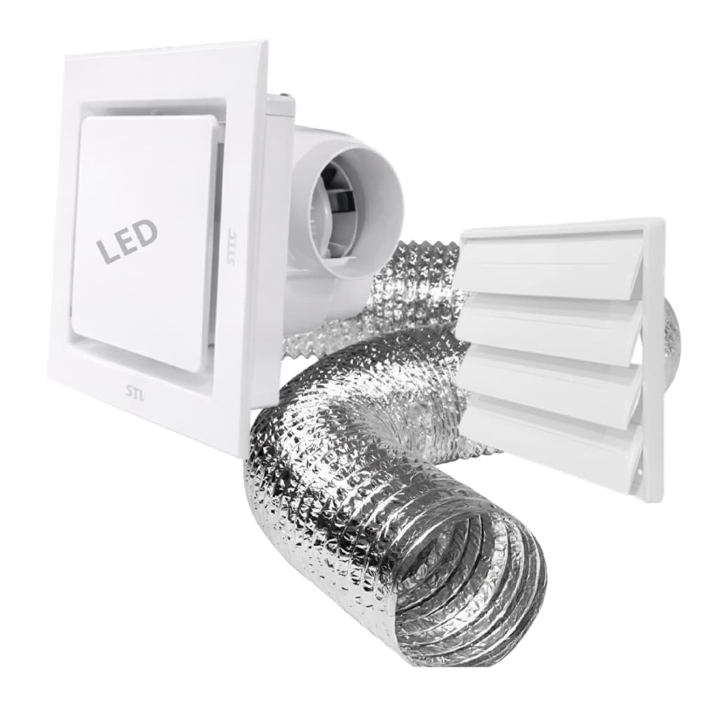 Kit  Exaustor 250 Turbo Com 2m De Duto Para Ambientes C/ Iluminação