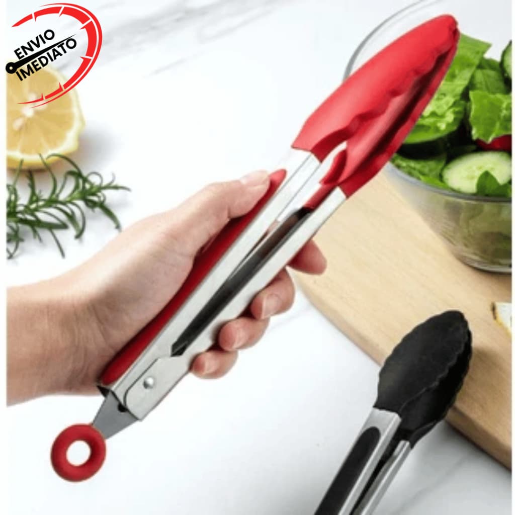 Pegador de Silicone Pinça de Silicone Pegador Universal 27 CM Multiuso Cozinha Salada Carne