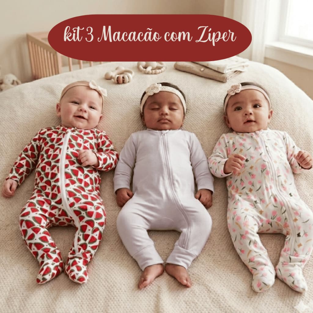 Kit Com 03 Macacao Menina ou unidade enxoval bebê