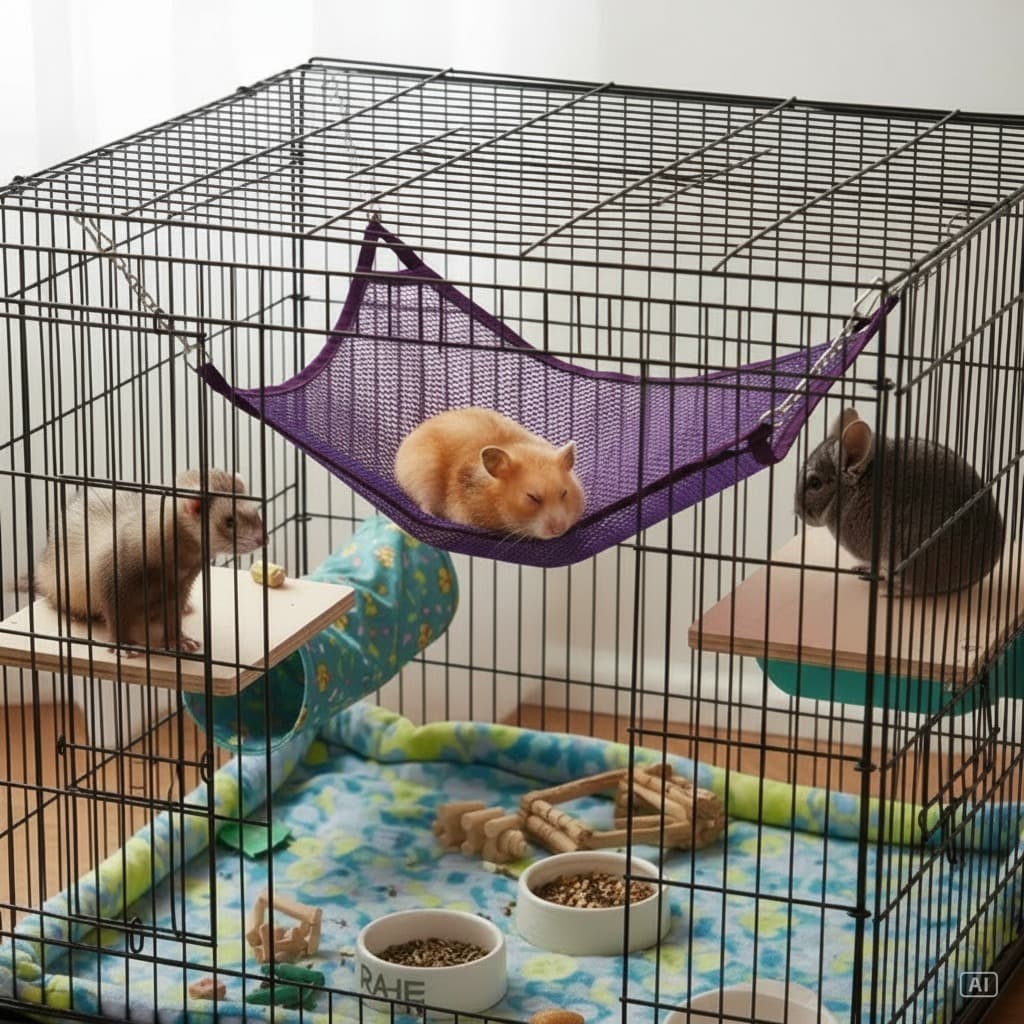 Rede Descanso Tela Com Corrente Roedores Furão Ferret Hamster Chincila