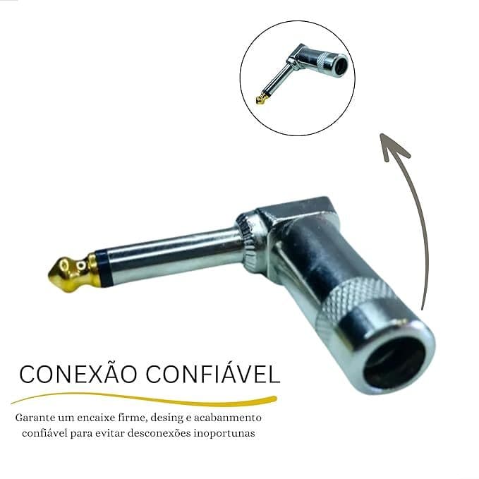 Plug Reparo Para Soldar P10 mono Em L 90 Graus - Mesa De Som Automotiva