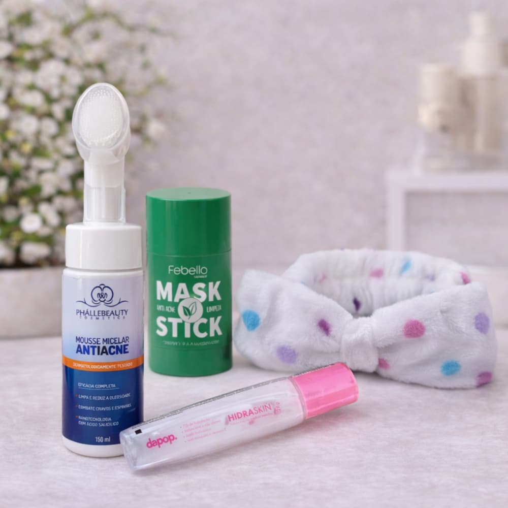 Kit Skin Care Antiacne e Cravos + Brinde | Tratamento Completo para Espinhas Limpeza de Pele