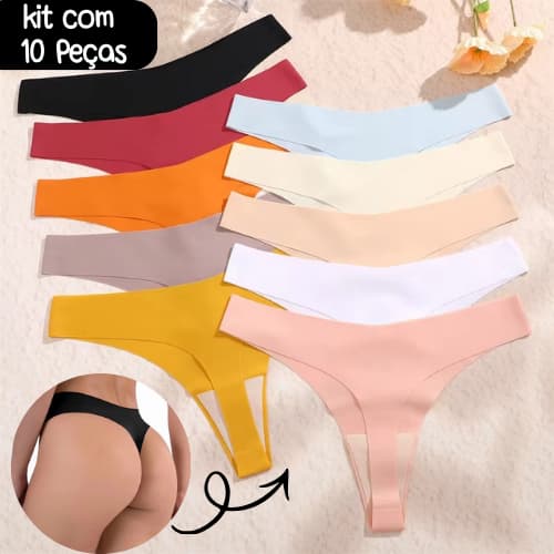 Kit 10 Calcinha Sem Costura Não Marca Corte Laser Lateral Confortáveis FIO OU TANGA