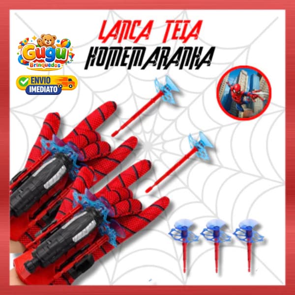 Luvas Lança Teia Infantil Homem-Aranha Brinquedo com Ventosa e Alcance 5m  Envio Rápido