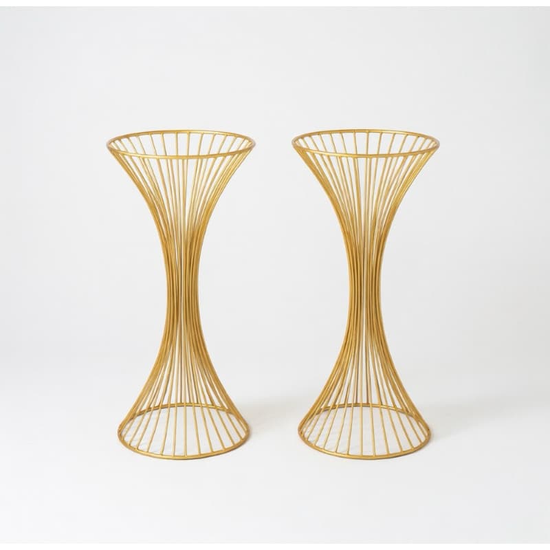 Kit 2 Vaso Dourado 60cm Metal Luxo Centro de Mesa Decoração Festa Casamento Suporte Arranjo