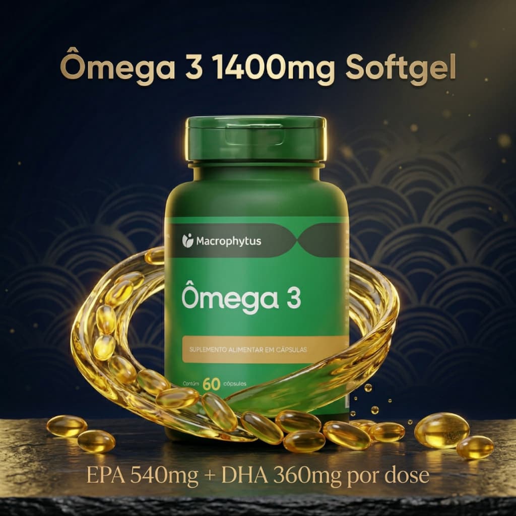 Ômega 3 Concentrado 60 Cápsulas EPA DHA Colesterol Anti-inflamatório Macrophytus 1400mg