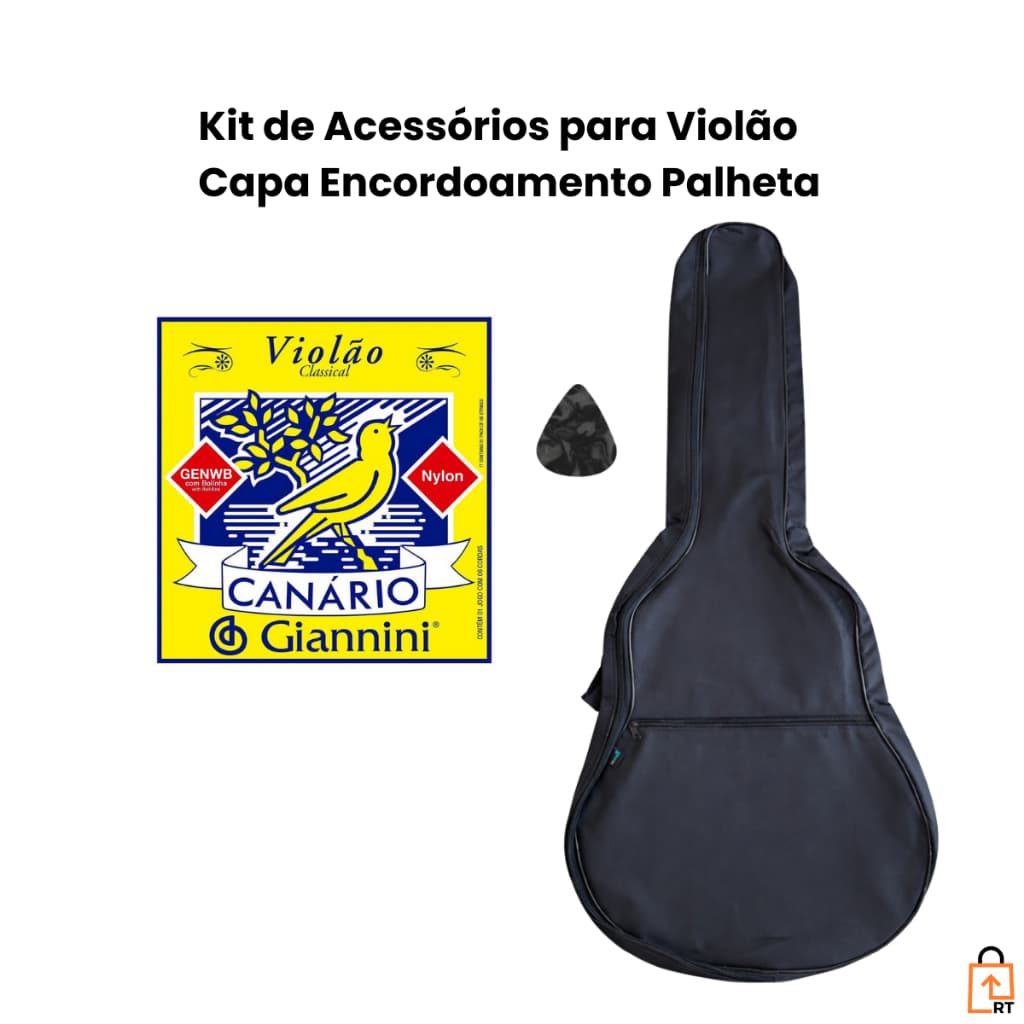 kit capa para violao impermeável com bolso e alças duplas e corda nylon GENWB e palheta de brinde