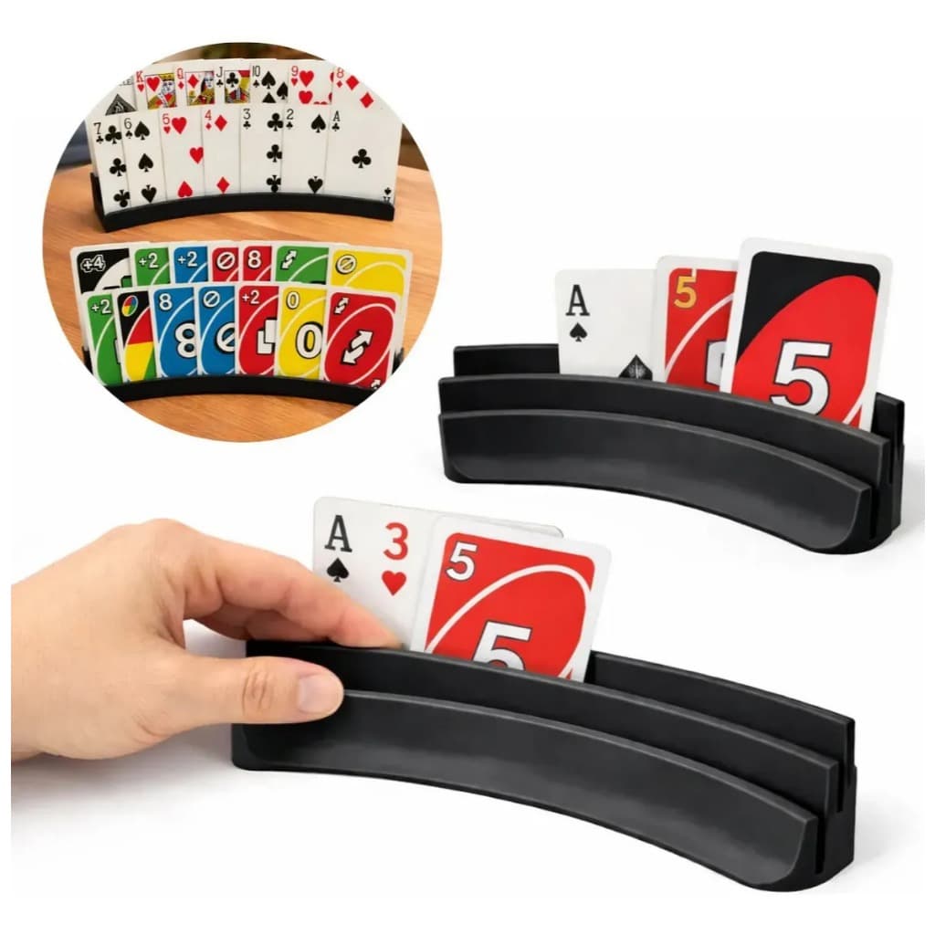 Suporte Porta Cartas Baralho Uno Pife Buraco Jogo 20 Carta Preto