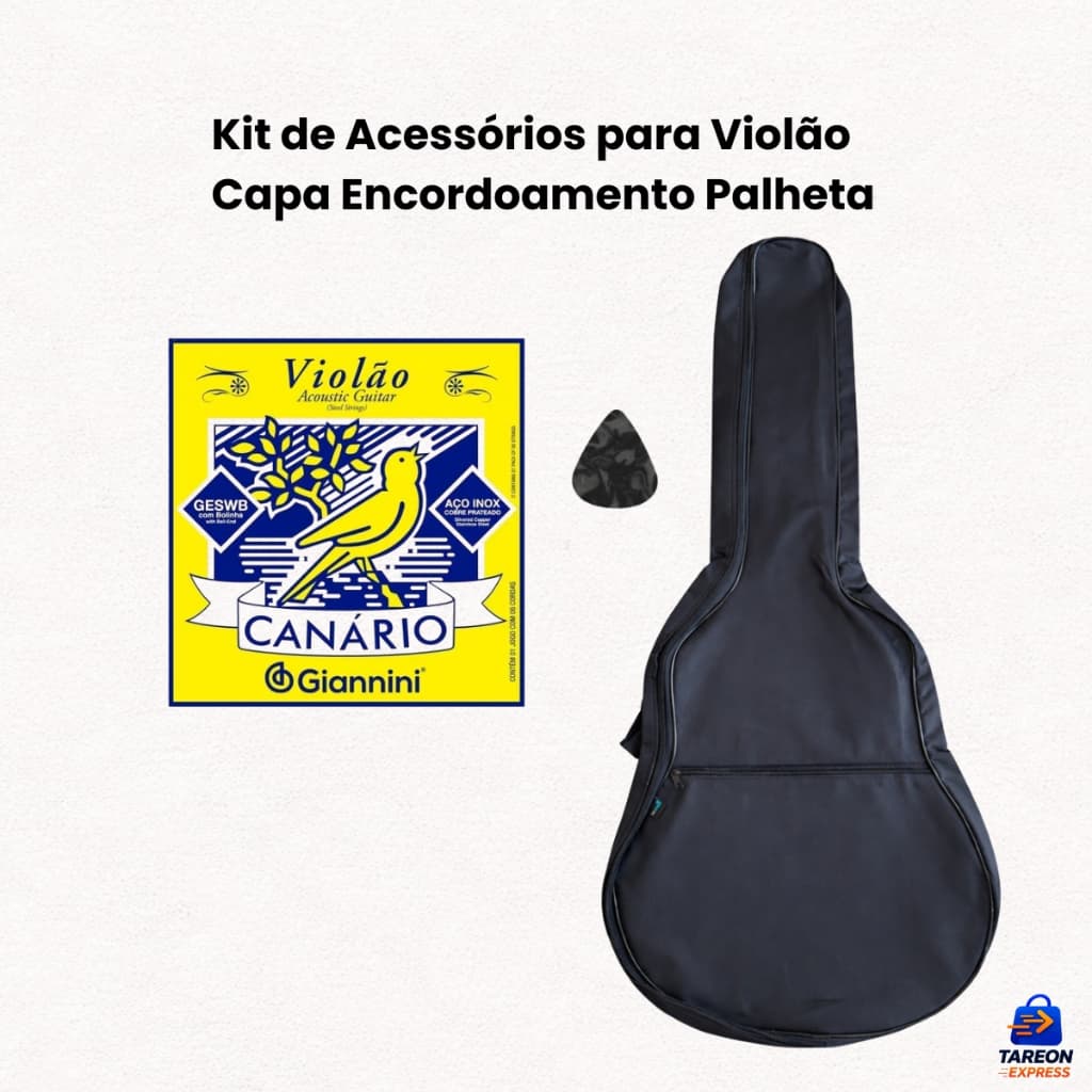 Capa Violão + Encordoamento Aço Canário Kit Completo