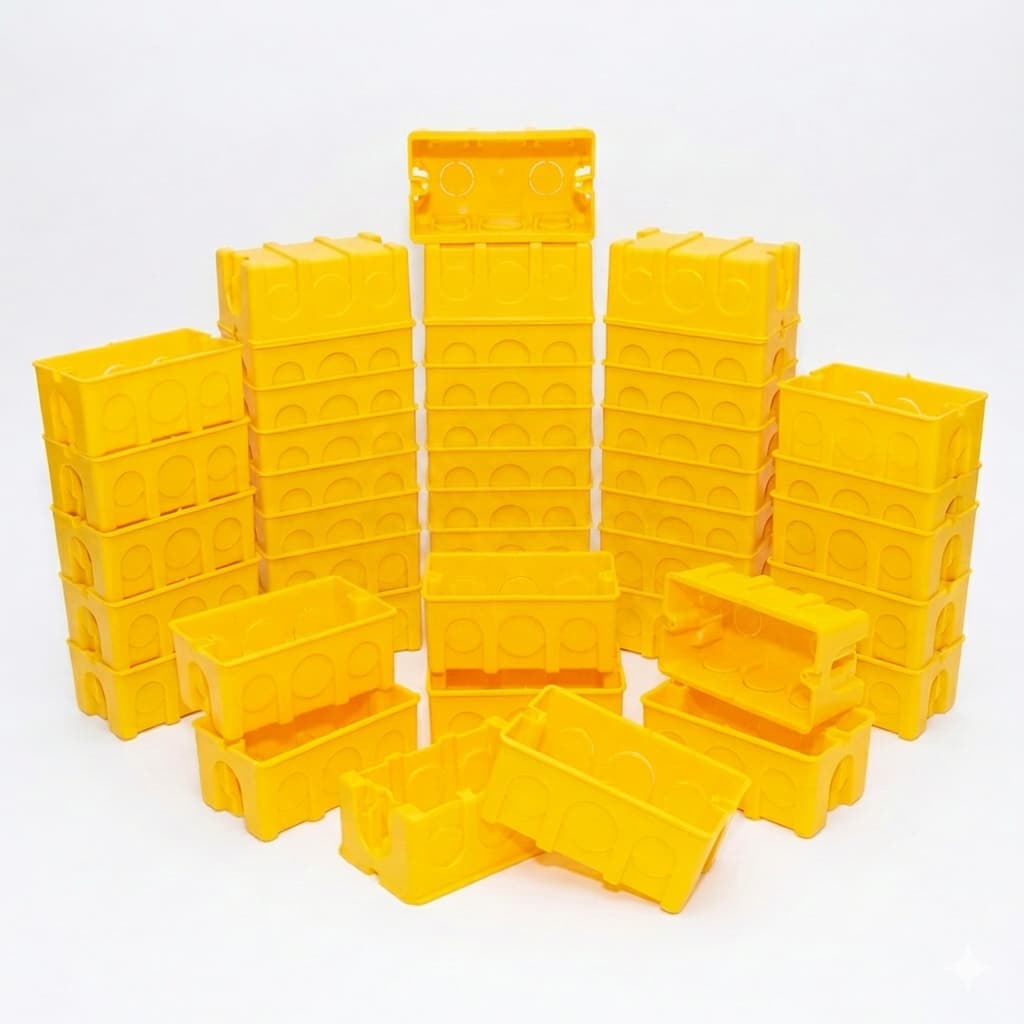 KIT 50 CAIXAS DE EMBUTIR 4X2 INSTALAÇÃO ELÉTRICA AMARELA