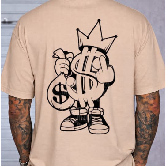 Camiseta Oversized Estampa Premium Streetwear Cifrão Coroa