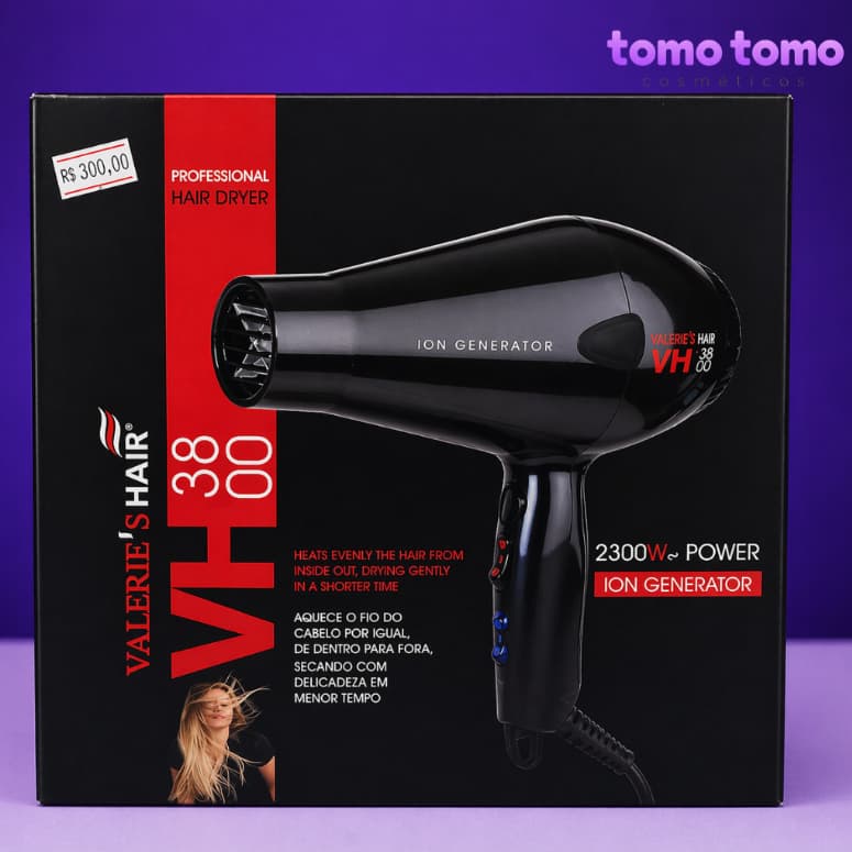 Secador Profissional Valeries Hair VH3800 2300W Ion Generator Alta Potência