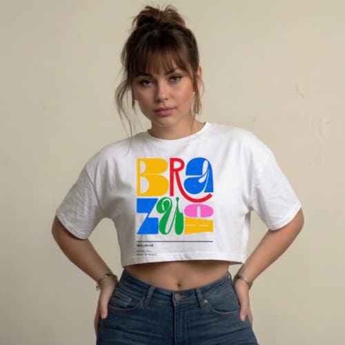 Blusa Cropped Oversized Feminina Camiseta Tshirt Algodão Moda Gringa Tendência Verão Estilosa Top Confortavel Várias Cor