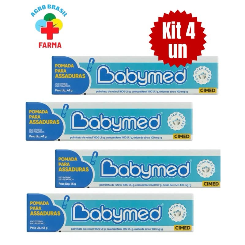 Kit 4 Pomadas Babymed Azul 45g | Proteção Contra Assaduras + Hidratação Intensa