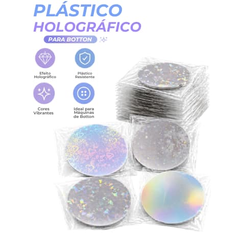 100 Folhas Película Acetato Holográfico Transparente para Botton