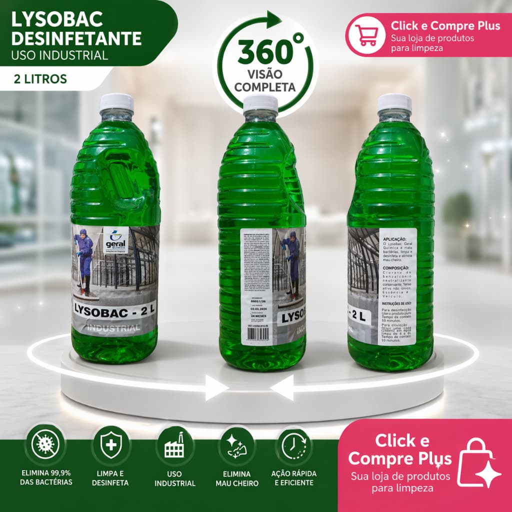 Desinfetante Industrial Lysobac 2L – Limpeza Profunda e Proteção Total!